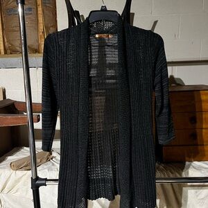 Belldini Black Ribbed Open-Front Cardigan